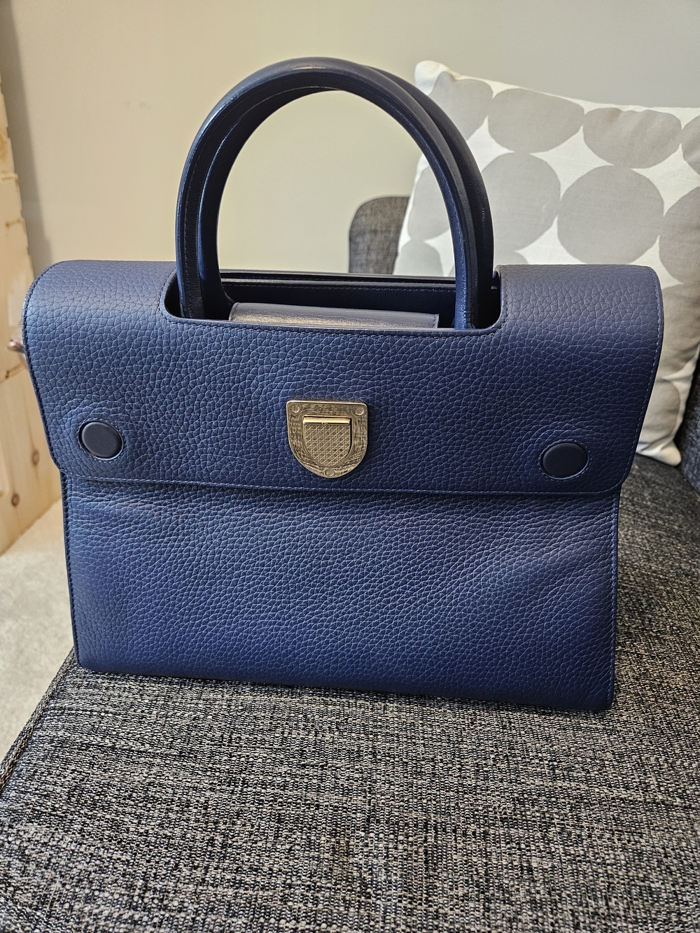 Cristian Dior Structured Blue Top-Handle Satchel - Picture 6 of 7
